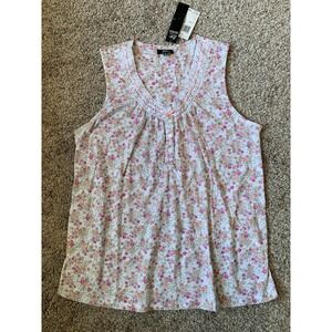 NWT Aria Sleepwear Top Women's Small Sleeveless Floral Shirt